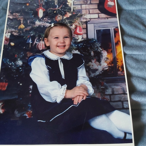 Vintage 24m  Blue Velvet Peter Pan Collar Dresss - Picture 8 of 8